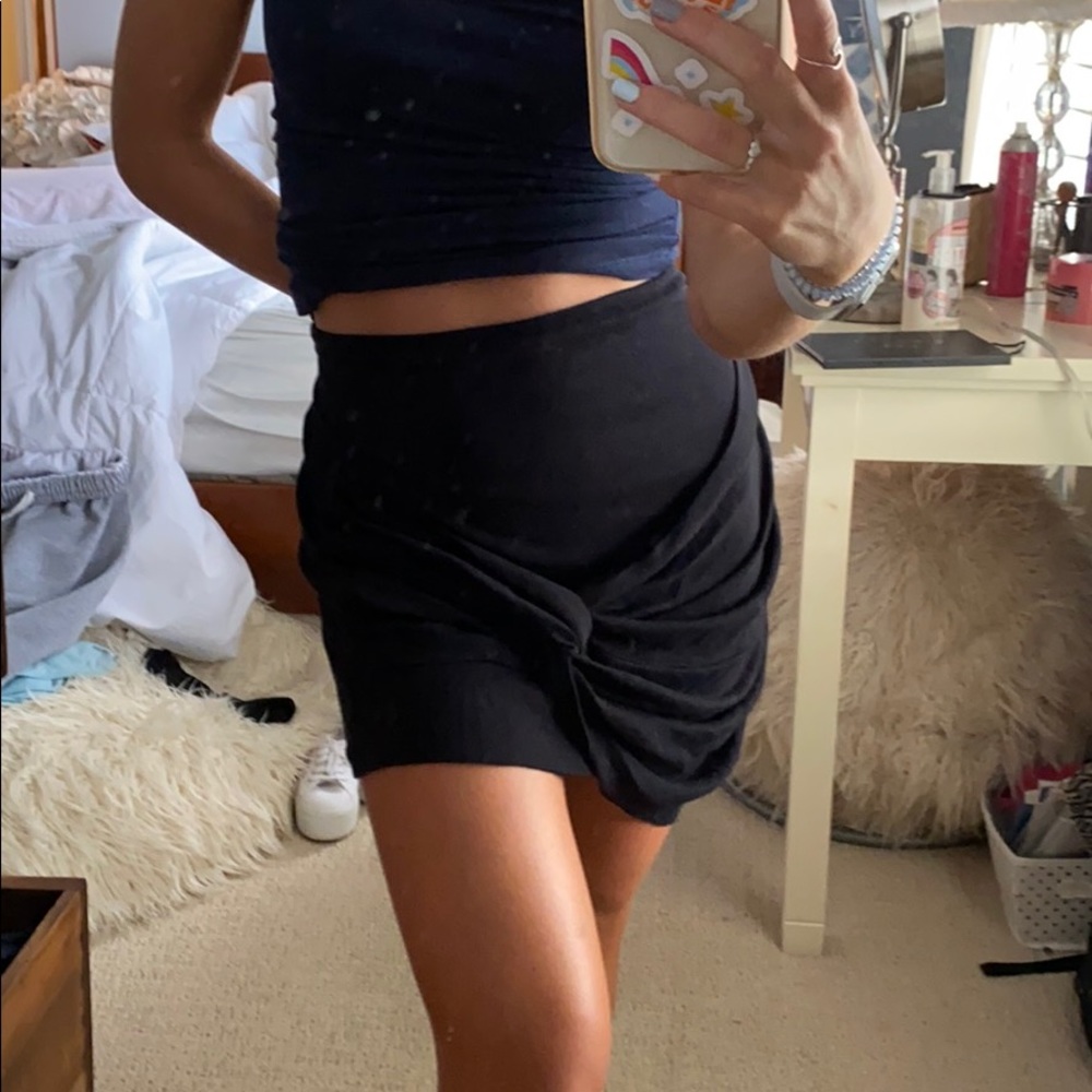 Black boho front knotted skirt!